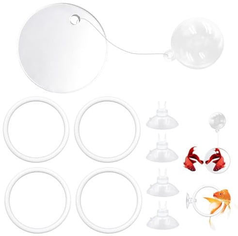 Wenfubrixa Betta Aquarium Spielzeug mit Spiegel Betta, 4 Anreicherungsringe für kleines Aquarium, Aquarium Spielzeug für Fischtraining, Übung und Anreicherung von Schildkröten