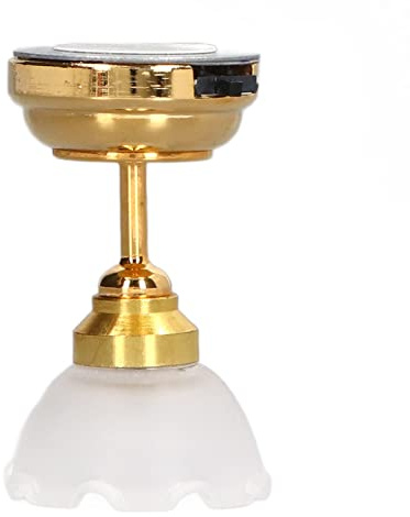 Fdit Dollhouse Dome Lamp, 1:12 Scale Miniature Vintage Light with LED & Battery Power for Dollhouse Living Room Bedroom DIY Decor