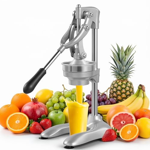 Papasbox Exprimidor de cítricos profesional, exprimidor manual de gran diámetro de 9 cm, exprimidor de mano de hierro fundido, exprimidor de jugo de naranja de grado comercial, prensa de frutas