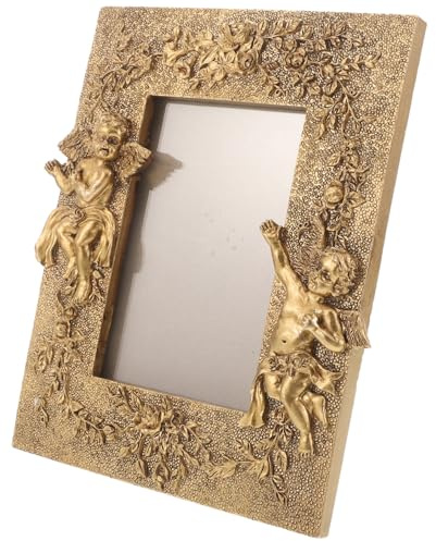 ERINGOGO Fotorahmen für Quadratischer aus Kunstharz Vintage Antiker mit Goldrand Vielseitige und Feiertagsdeko Tischdekoration Wandbild Wohnzimmer