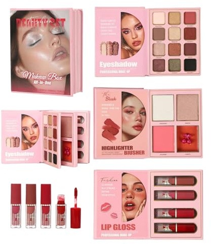 Palette Libro di Trucco Blush Pieghievole A 3 Duravole | Astuccio Di Trucco Da Viaggio Per Sposa Matrimonio Ballo Uffici Feste Appuntamenti Viaggio Spostamenti Quotidiani