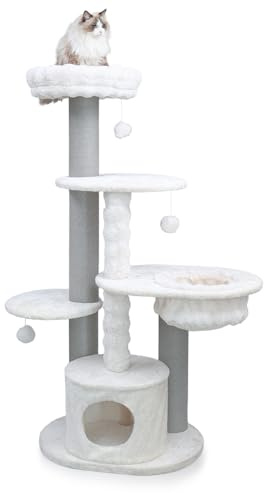 CanadianCat Company | Kratzbaum Charles 171 cm - hoher Katzenbaum mit Höhle und Kuschelbett - Kratzsäulen Ø15 cm und Ø9 cm mit Papierseil