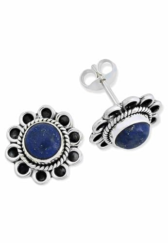 Ohrstecker 925 Silber Damen | echtes Silber, verschiedene echte Steine zur Auswahl, handarbeit aus Indien, im Geschenkbeutel