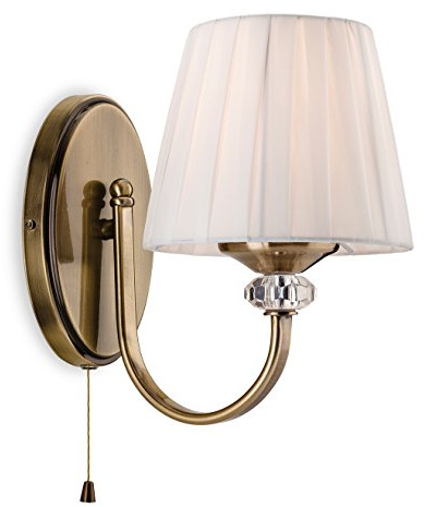 Firstlight Switched Langham Single Wall Lamp, Antique Brass with Pleated Cream Shade