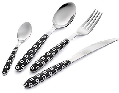 Eme Set 24pz Posate Vero Manhattan Nero Made In Italy