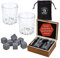 WOMA Whisky Steine Set I 8 Kühlwürfel aus Basalt inkl. 2 Whiskey Gläser & Edelstahl Zange & hochwertiger Holzbox I Wiederverwendbare Eiswürfel für Whiskey Wodka Gin Rum Tequila & Cocktails