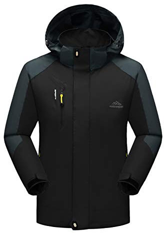 YSENTO Herren-Jacke, leicht, wasserdicht, winddicht, für Outdoor, Camping, Wandern, Berg, Mantel mit Kapuze