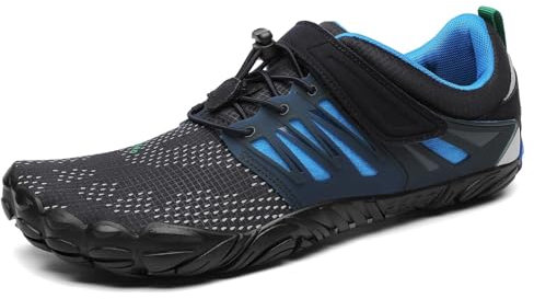 SAGUARO Barfußschuhe Herren Barfussschuhe Damen Barfuss Schuhe Zehenschuhe Outdoor Fitnessschuhe rutschfest Traillaufschuhe Barefoot Shoes mit Zero-Drop Solhe Dark Blau, Gr.40 EU