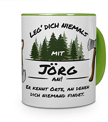 printplanet Tasse - Leg Dich Nicht mit Jörg an - Namenstasse, Kaffeebecher, Mug, Becher, Kaffeetasse - Farbe Grün