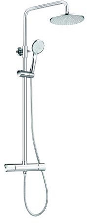 FORIOUS Thermostat Regenduscheset Duschsystem, Duschset Duscharmatur mit 9 Zoll Runden Duschbrause und 3-Funktion Handbrause, Kupfer, Chrom