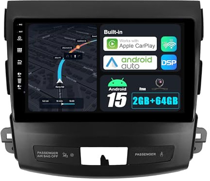 JOYX Android 10 Autoradio Passt für Mitsubishi Outlander (2008-2015) - [2G+32G] - Rückfahrkamera KOSTENLOS - 2 Din - 9 Zoll - Unterstützen DAB Lenkradsteuerung 4G WiFi Bluetooth5.0 Carplay