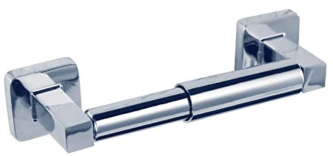 YUET Toilet Roll Holder Paper holders Wall Mounted Flexible Spring Loaded Round Mounting Tissue Stand Hanger Bathroom Kitchen Storage Chrome Silver Stainless Steel (Square)
