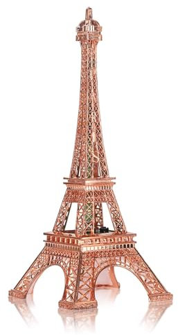 HERCHR Eiffelturm mit eingebautem LED-Licht, Eiffelturm-Statue-Dekor Zinklegierung Sammlerfigur Replica Herzstück Französischer Eiffelturm für Tischdekoration, 10,2 Zoll