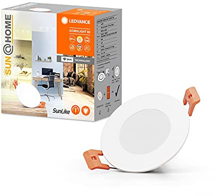 LEDVANCE SUN@HOME WIFI LED Einbaustrahler weiß, versenkbare Vollspektrum LED Lampe, CRI 95, Sonnenlicht bis Kamin (2200-5000k), 4.5W, 400 Lm, 85 Durchmesser, SUN@HOME Wandleuchte Downlight Slim 85mm