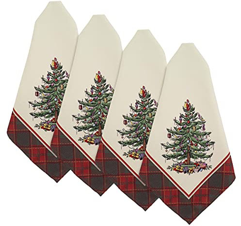 Spode - Servietten-Set, Ferienhausdekoration, 4er-Set (Spode Christmas Tree Tartan Collection)