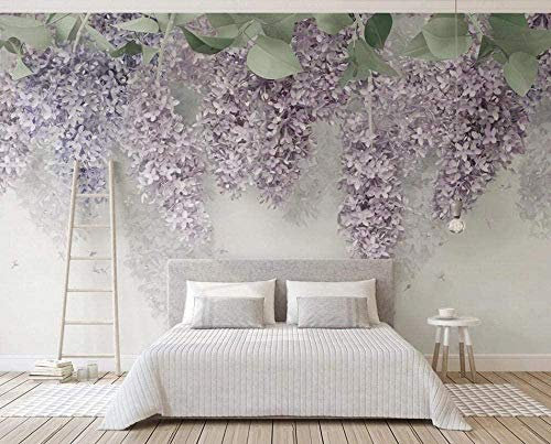 ZZXIAO Schöne dreidimensionale Blume der Glyzinie Flieder Tapete 3D Vliestapete Wandbilder Wohnzimmer Schlafzimmer Wa fototapete 3d effekt tapete Wohnzimmer Schlafzimmer Hintergrundbild-400cm×280cm