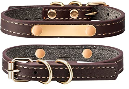 Lederhalsband,Personalisiert Hundehalsband aus Leder,verstellbar Halsband mit Namen und Telefonnummer gravieren,Leder Halsbänder mit Metallschnalle (S(Breite 1.5 cm, Halsumfang 28-36cm), Braun)