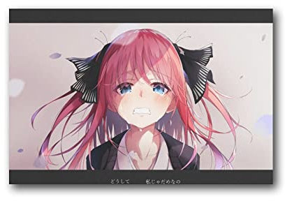 Anime Girl Nakano Nino 5 Toubun No Hanayome Weinen Poster Kunstdruck Wand Foto Paint Poster Hängende Bild Familie Schlafzimmer Dekor Geschenk 08x12inch(20x30cm)