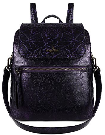 Angel Kiss Zaino da donna in pelle, impermeabile, zaino da viaggio, borsa a tracolla, zaino convertibile, multifunzione, Z-viola/viola