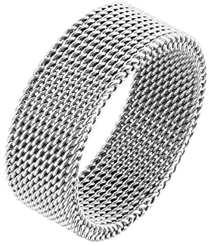 Epinki Ehering Herren 8MM, Silber Herrenring Pärchenring Mesh Ring Edelstahl Ringe Mann