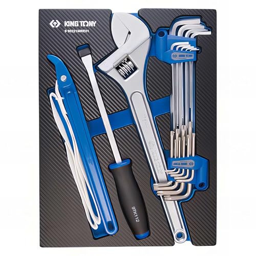 KING TONY Módulo espuma + PP 21 piezas Alicates y Llaves macho für Profis und Heimwerker, geeignet für Werkstatt & Reparatur, mit Ref. 990221MRE01