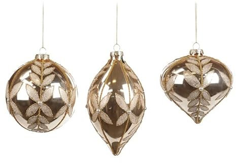 Goodwill Christbaumkugel Glas Creme-Gold 8 cm Vorteilangebot Ass Pro 3 Stück