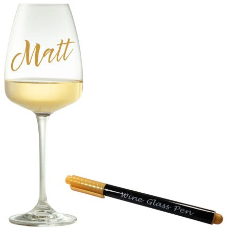 Marqueur pour verres à vin or/argent métallisé acrylique pour peindre des pierres, bois, verre, céramique, toile, tissu, dîner, fête, anniversaire, Noël, M, Plastique, Cristal