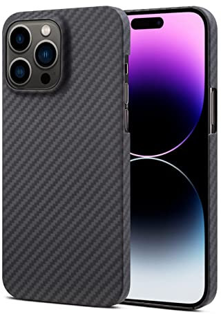 Schutzhülle für iPhone 14 Pro Max, Kohlefaser, echte seltene Aramid-Kohlefaser, Bumper-Abdeckung, Kevlar-Hülle, leicht, kratzfest, komplette Auswahl an iPhones (schwarz)
