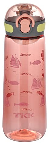 TITIROBA TKK 1005 Botella infantil de 500 ml, a prueba de fugas, Tritan libre de BPA, manejable con una mano, con colador, color rosa