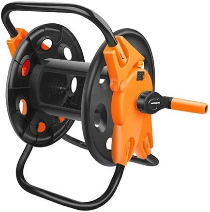 MYJ Garden Hose Reel Cart, Hose Trolley with up to 45M 1/2''Garden Hose for Outdoor Planting Empty Hose Reel (Orange & Black)
