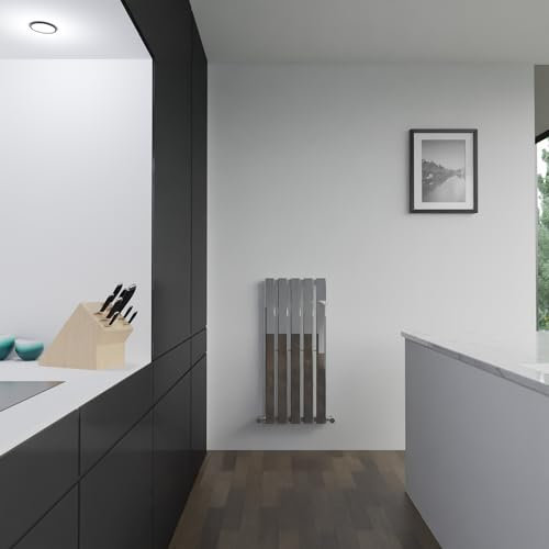 Corwen Chrome Flat Panel Designer Radiators Vertical Central Heating 5 Sections 360mm (w) x 850mm (h) - 1149 BTUs