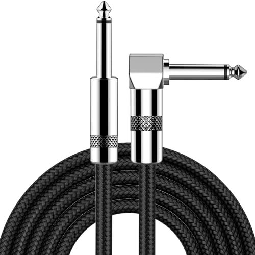 New Bee cable de guitarra 10ft Cable de instrumento eléctrico de bajo AMP para mandolina eléctrica, audio profesional (ángulo recto a recto, negro).