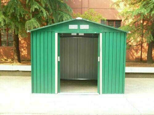 dirty pro tools Metal Garden Shed with Internal Base Size (Green 7Ft 9 Width by 9Ft 11 Depth)
