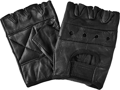 Lederhandschuhe ohne Finger mit Nieten - echtes Leder Farbe Ohne Nieten Größe XL