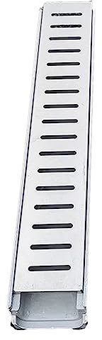NOWLIN Entwässerungsrinne Rinnenabflüsse Für Pflasterterrassen, 10cm Breites Drainagesystem Für Hofeinfahrt Pool Gartendusche Mit Gitterrostabdeckung Metall, Auffangwanne (Color : Silver Style b)