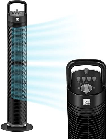 Knight 32'' Tower Fan, 120 Minutes Timer with Auto Power Off, 3 Wind Modes with Widespread Oscillation, Eco-Friendly, Quiet Operation, 81.5cm High [Upgraded]…