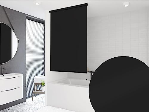 probath Store de douche demi-cassette modèle uni noir 7 largeurs au choix (140 x 240 cm)