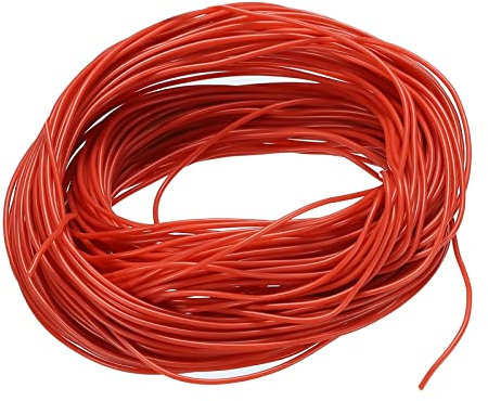 sourcing map Silikon Draht 30AWG 30 Messgerät Flexibel Verzinntes Kupfer Standard Hochtemperatur Anschluss Kabel Rot 15m/49.2ft für Auto Modell Manipulatoren Elektrogeräte Bastler