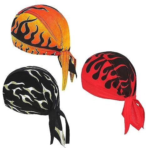 DANLCUPL 3 Stück DOO Rags Dew Rag Skull Cap Piratenhut Kühlkopf Wrap Bandana Helm Liner für Herren Radfahren Motorrad