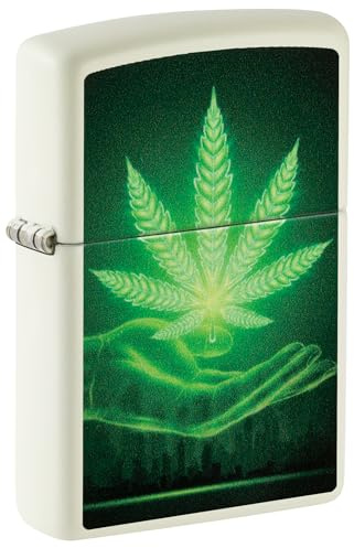 Zippo Sturmfeuerzeug - Cannabis, Glow-in-The-Dark, Color Image - Nachfüllbar - Wiederverwendbar - Windfestes Design - Geschenkbox - Made in USA