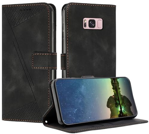 Mo-Beauty Handyhülle für Samsung Galaxy S8, PU Leder Brieftasche Klapphülle Magnetic Standfunktion Kartenfach Schutzhülle hülle für Samsung S8 - Schwarz