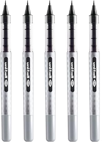 uni-ball UB-157D Liquid Ink Rollerball Pens - 0.7mm - Pack of 5 - Black Ink