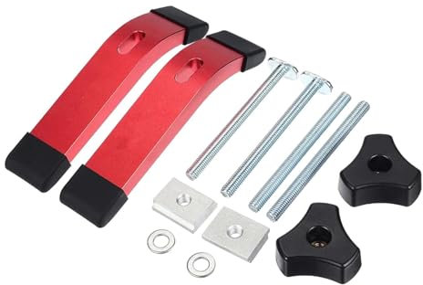 2Pcs Hold Down Clamp Aluminum Alloy Sliding Groove Wear Resistant with T Bolts and Silder for Routers CNC Table Saws, Red