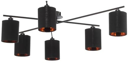 Lindby Deckenlampe Pellinora (Modern) in Schwarz aus Metall (6 flammig, E14) - Textil Deckenleuchte Lampe Wohnzimmerleuchte