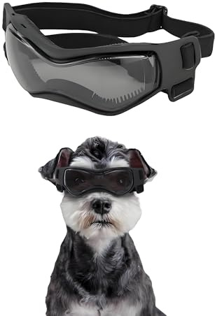 Kagoty Small Dog Goggles Small Breed, Small Dog Sunglasses UV Eye Protection for Medium Breed Dogs, Doggy Goggles Puppy Eyewear Glasses Pet Sunglasses, Black