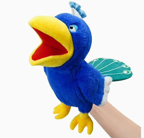 LOMTRATS Vogel-Handpuppen für Kinder, Kleinkinder, einschließlich Papageien, Pfauen usw. mit beweglichen offenen Mündern, perfekt zum Geschichtenerzählen,Geburtstagsgeschenke