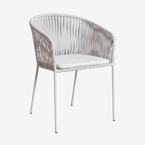SKLUM Pack de 4 sillas de Comedor apilables con reposabrazos en Hierro y Cuerda Trenzada Jocelyn -
