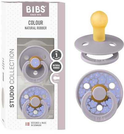 BIBS Colour Studio Schnuller 2er-Pack, BPA-frei, Kirschform Nippel. Naturkautschuk/Latex, Hergestellt in Dänemark, Größe 1 (0-6 Monate), Jasmine Blush