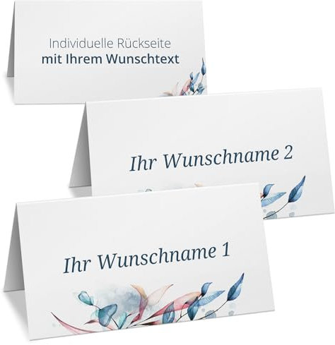 10 PERSONALISIERTE Tischkarten mit verschiedenen Gäste-Namen | Kärtchen zur Hochzeit Geburtstag Kommunion Konfirmation Taufe Namenskarte Platzkarte Design 04