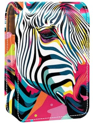 Lippenstiftetui,tragbare Make up Tasche,Kosmetiktasche,Lippenstifthalter,Make up Organizer,Tierische Zebra Textur Kunstillustration
